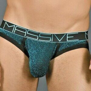NWT Andrew Christian MASSIVE Midnight Sparkle Bubble Jock 91054 SZ Small